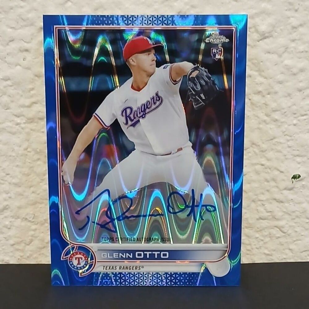 2022 TOPPS CHROME GLENN OTTO BLUE WAVE REFRACTOR AUTOGRAPH ROOKIE #RA-GO 110/150